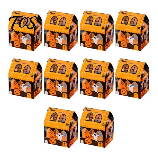 Cookie Display Boxes 10 Pcs Halloween Treat Boxes, Cute Small Party Favors Box, Castle Decorative Candy Holders House Shaped Gift Container for Goodie