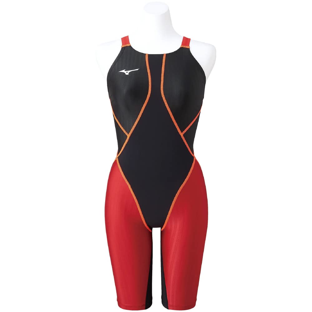 Mizuno N2MGA230 Size Black X Size L Women's One-Piece Swimsuit, 96 Red,