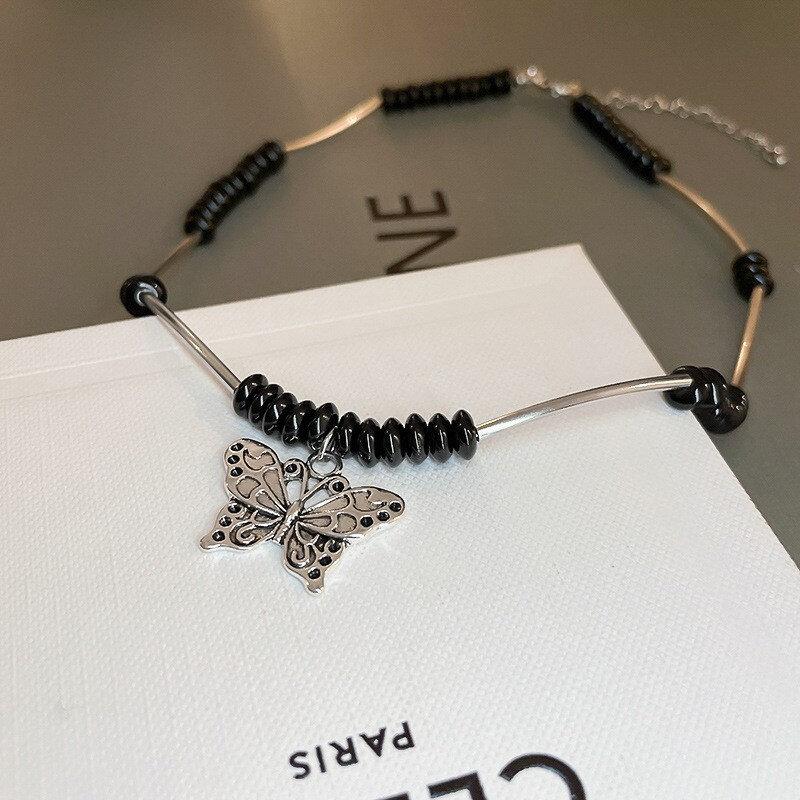 Ожерелье с шариками-бабочками, круглое ожерелье с подвеской, простая цепочка на ключицы в этническом стиле, изысканные аксессуары для женщин