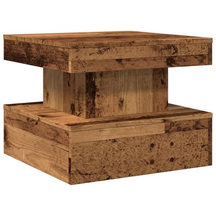 VidaXL Coffee Table with LED Lights Old Wood 50x50x40 Cm, Side Table, Living Room Table, Side Table, End of 857712