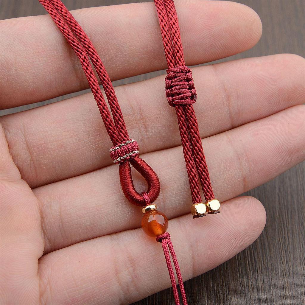 Jade Agate Necklace: Adjustable Amber Pendant Rope for Men & Women