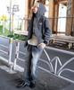 WEGO Workers Hooded Size Denim Sonata Blouson, Men's, L, Black,