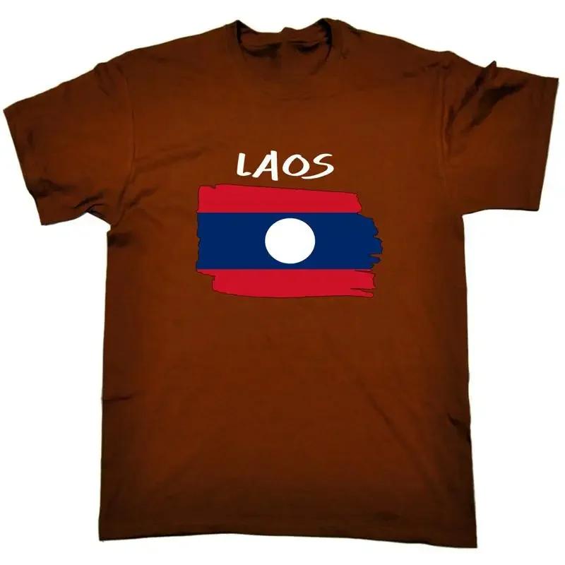 Laos Country Flag Nationality Supporter Sports Mens T Shirt