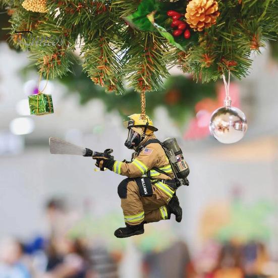 Vánoční stromeček Hasič ozdoba se šňůrkou Široce používané auto Zpětné zrcátko Hasič přívěsek závěsná dekorace