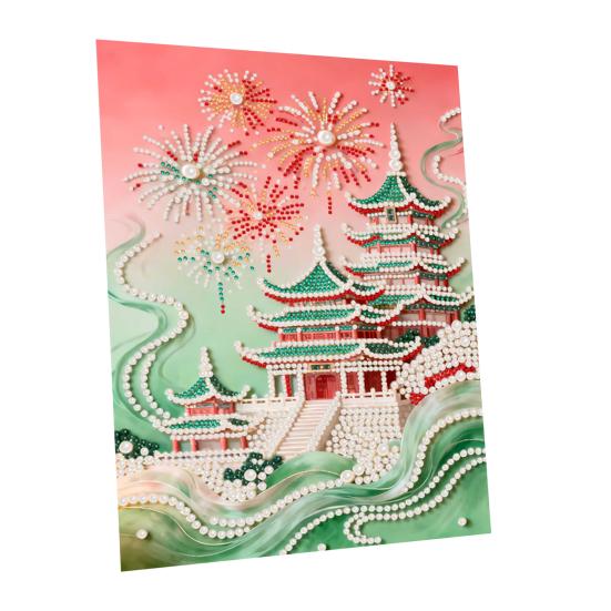 Kit de Pintura com Pérolas de Plástico para Adultos DIY Arte 3D com Pérolas Artesanato Pérolas de Plástico Tela Pré-Impressa Conjunto para Decoração de Casa Amantes de Artesanato