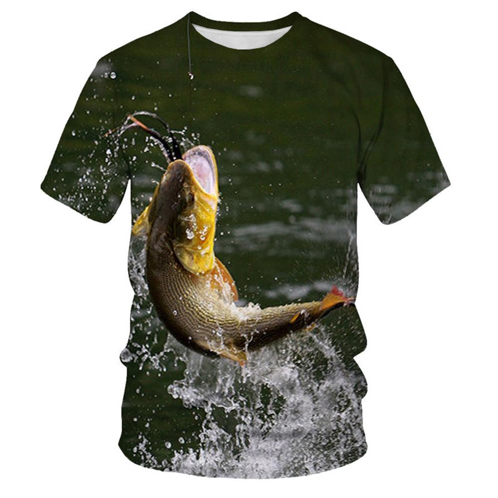 Men Vintage Fishing T Shirt 3d Print Casual Short Sleeve Loose Loose Tshirt For Men Sweatshirt Men's Top Clothing Outdoor Sports