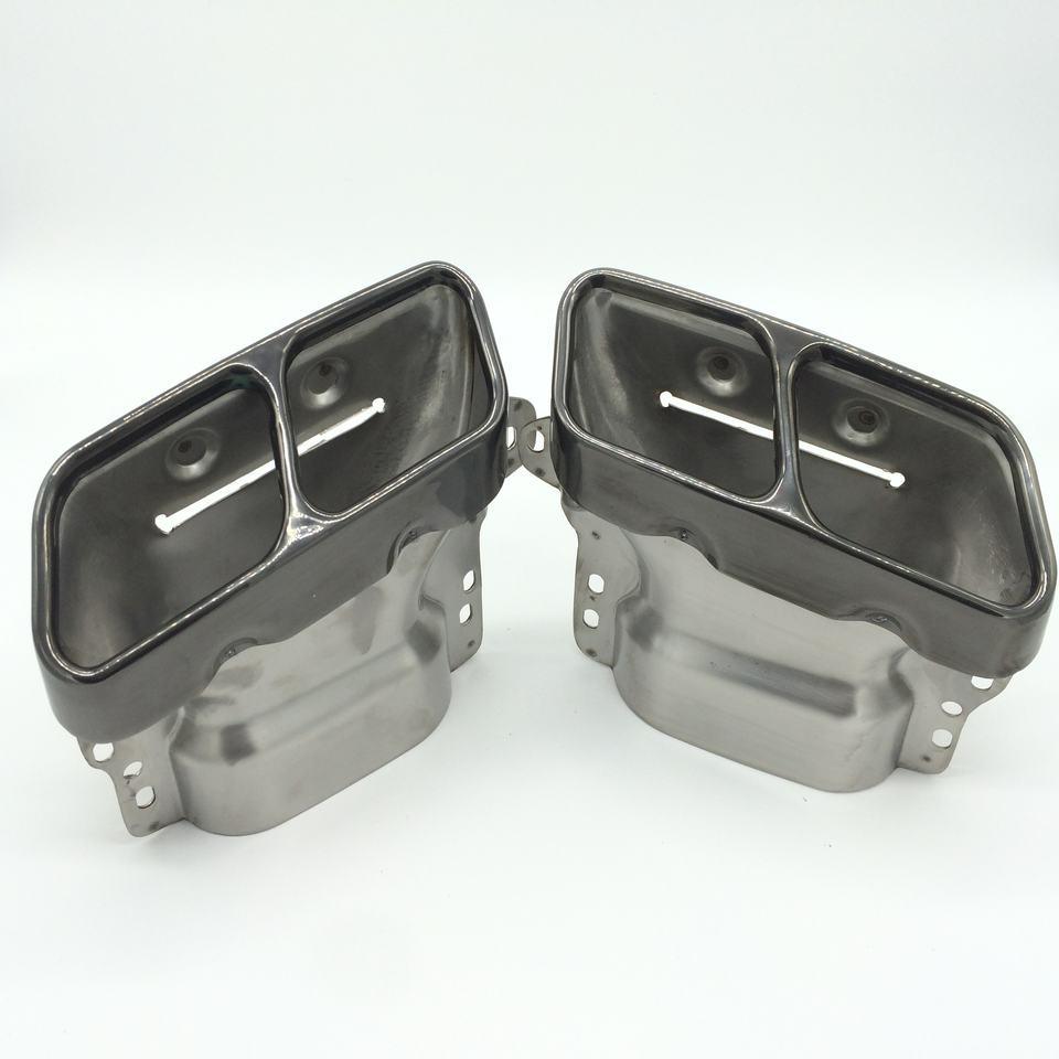 Black Square Tip Polished Stainless Steel Exhaust Tailpipe for Mercedes-AMG A45