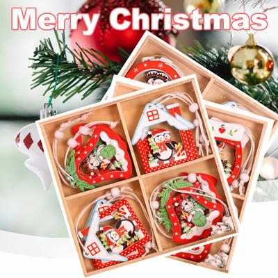 Christmas Decorations Creative Wooden Pendants DIY Mini Christmas Tree Ornaments