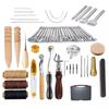 59PCS Craft Leather Tool Set   Leather Hand Working Tool Kit for Sewing Stiching Carving Printing Cutting Professional Leathercraft Accessories with