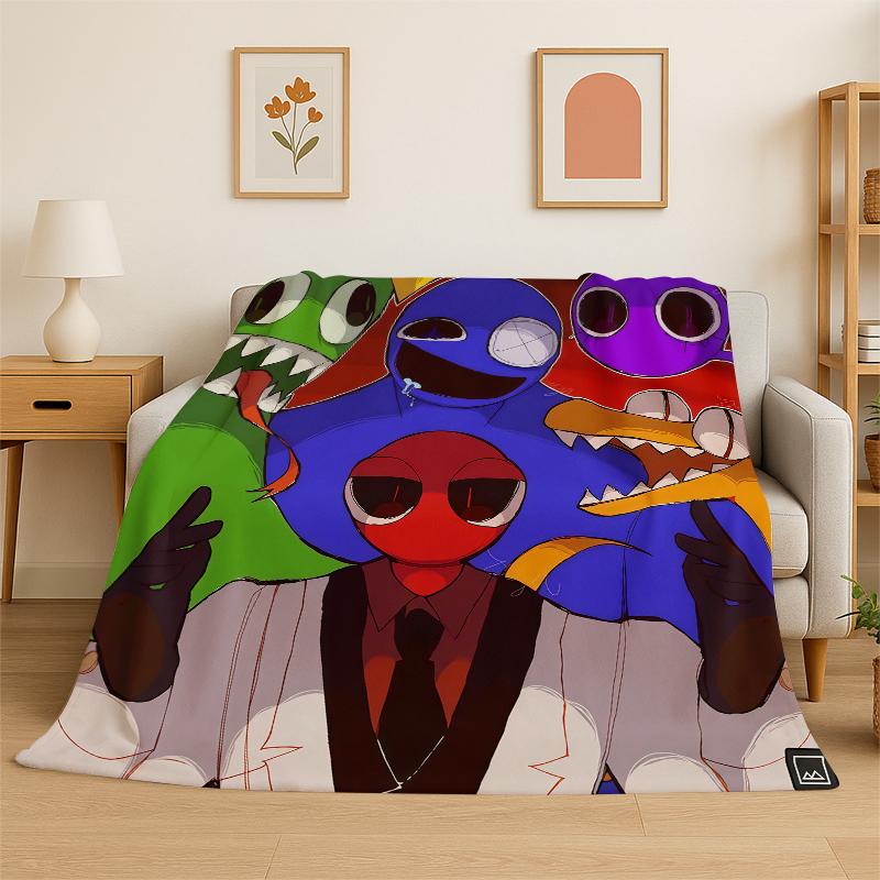 Game R-Rainbow Friends Cartoon Flannel Blanket Soft Warm Throw Blanket for Bedroom Living Room Bed Travel Camping Picnic Kid