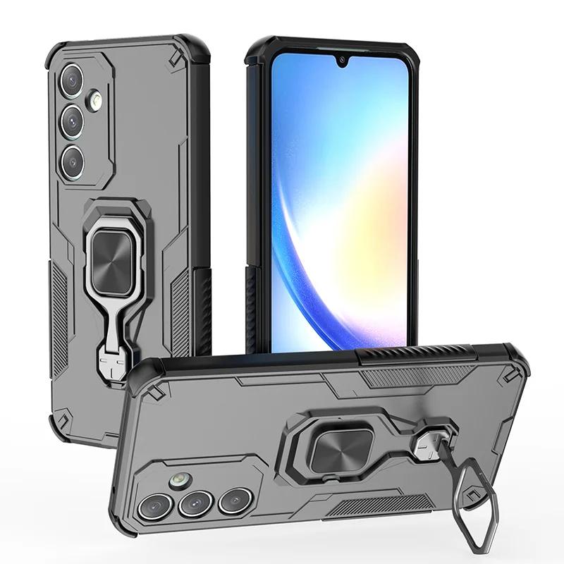 Armor Metal Ring Stand Back Cover For Samsung Galaxy A06 A16 A26 A36 A56 F06 F16 M16 A25 A35 A55 5G Case Shockproo Rugged Coque