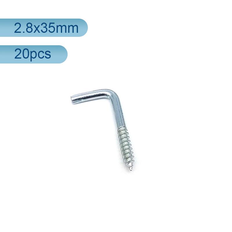 HOWSHENG 5-40pcs L Shape Screw Hook M2.4 M2.5 M3.4 M4.7 Zinc Plated Right Angle Hanging Hooks for Photo Frame Kitchen
