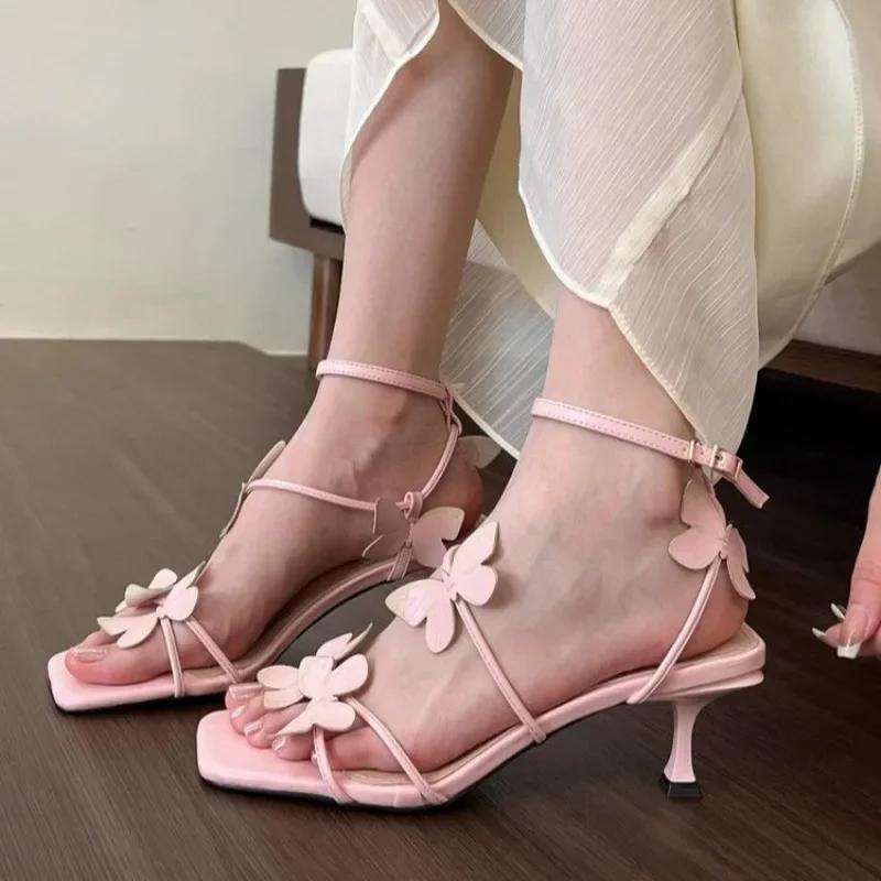 Fashion 2025 New Women Shoes Buckle Strap Women's Sandals Fashion Butterfly-knot  Sandals Woman High Quality Peep Toe Heeled Sandals
