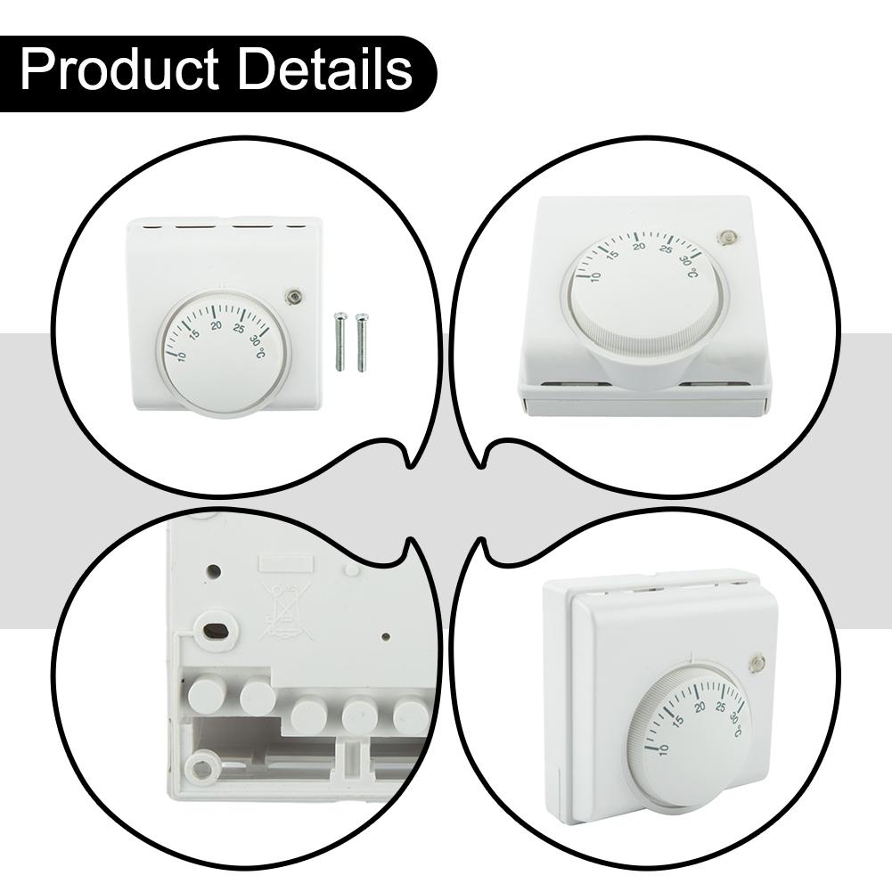 Temperature Switch Thermostat L83 X H83 X T31mm Room Temperature Controller White 220V AC For Hotel Restaurant Brand New