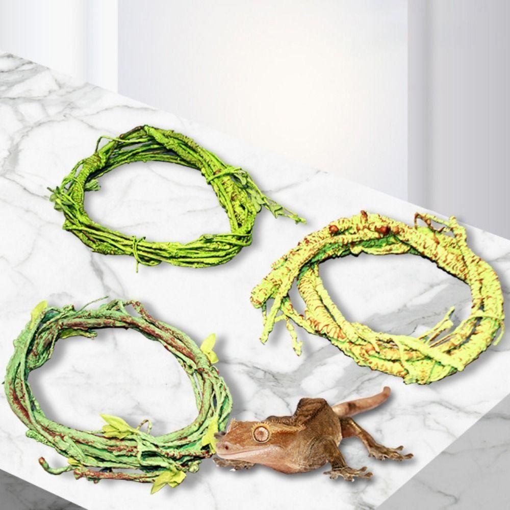 

Green Lizard Habitat Flexible Fake Plant Rattan Lifelike Bend Branches Reptile Box Decor A