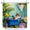 Cute Animals Pets Bathroom Shower Curtains Cat Dog Panda Giraffe Bathroom Decor Waterproof Curtain With Hooks Polyester Curtain