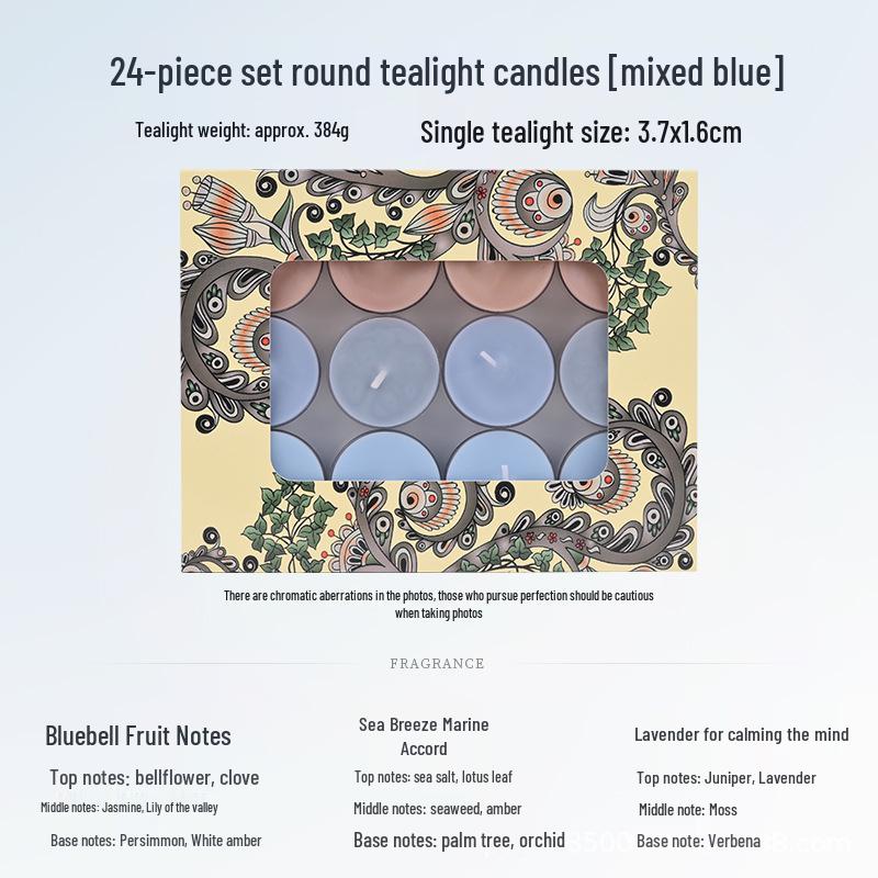 Boxed Scented Tealight Candles: Smokeless, Colorful, Perfect for Tea Brewing, Hotel, or Bedroom Ambiance Decor 1 Random Tealight