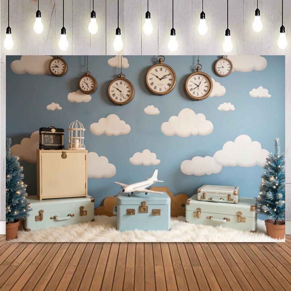 Dreamy Hot Air Balloon Cloud Backdrops Colorful Balloon Newborn Baby Shower Kid Birthday Party Home Decor Photography Background