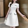 ZANZEA Women Casual Round Neck Short Sleeve Elegant A-line Dress