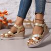 Fashion Women's Gold Cross Strap Wedges Sandals Summer Fashion Thick Bottom Beach Shoes Woman Buckle Strap Platform Sandalias Mujer 2025