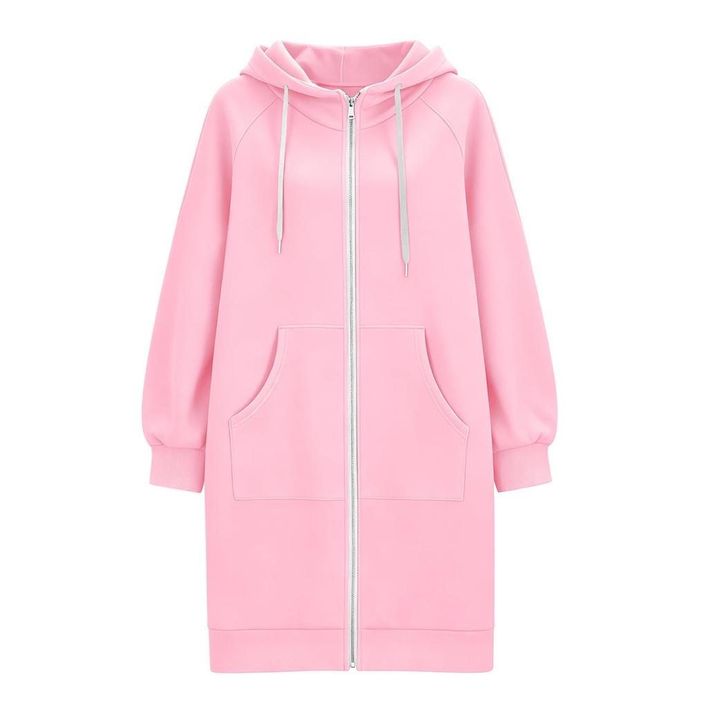 Damen Casual Kapuzenjacke mit Reißverschluss und Taschen