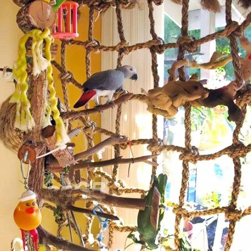 Rope Climbing Net For Pet Bird Parrot Hemp Rope Bird Toy, Universal Climbing Net For Hamsters And Small Pets, Hammock, Swing
