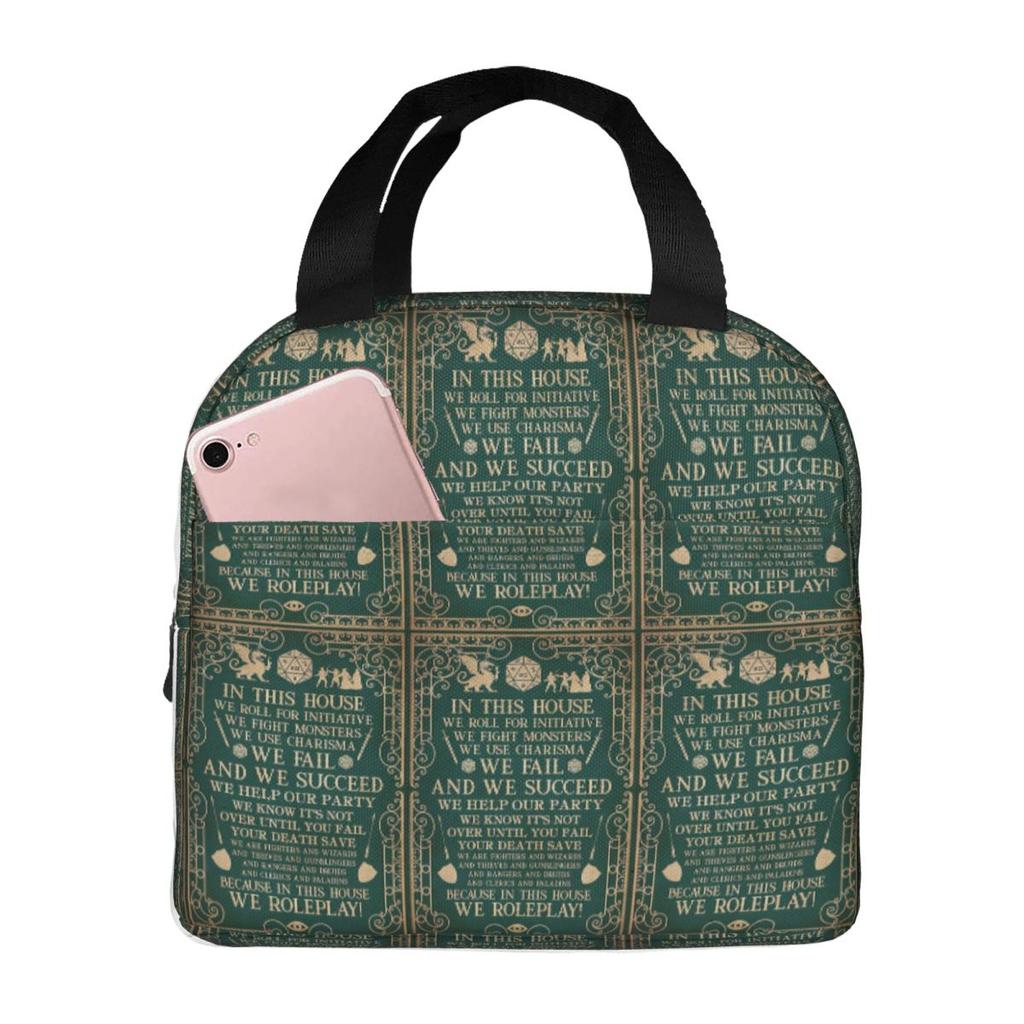 Dnd Game In This House We Roll For Initiative We Roleplay Insulated Lunch Bag for Women Kids Food Boxes Thermal Lunch Box Tote