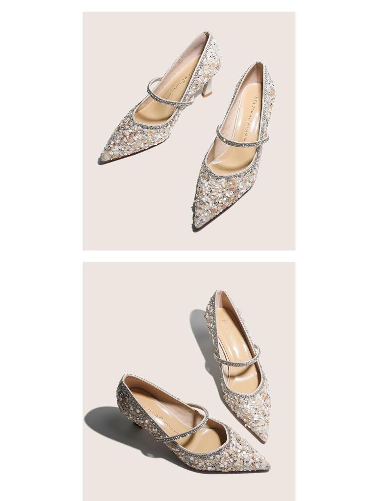 BEIJIANI Schafsleder Muschel High Heels Spitzschuhe Stilettos - Brautjungfern- & Hochzeitskleid Schuhe