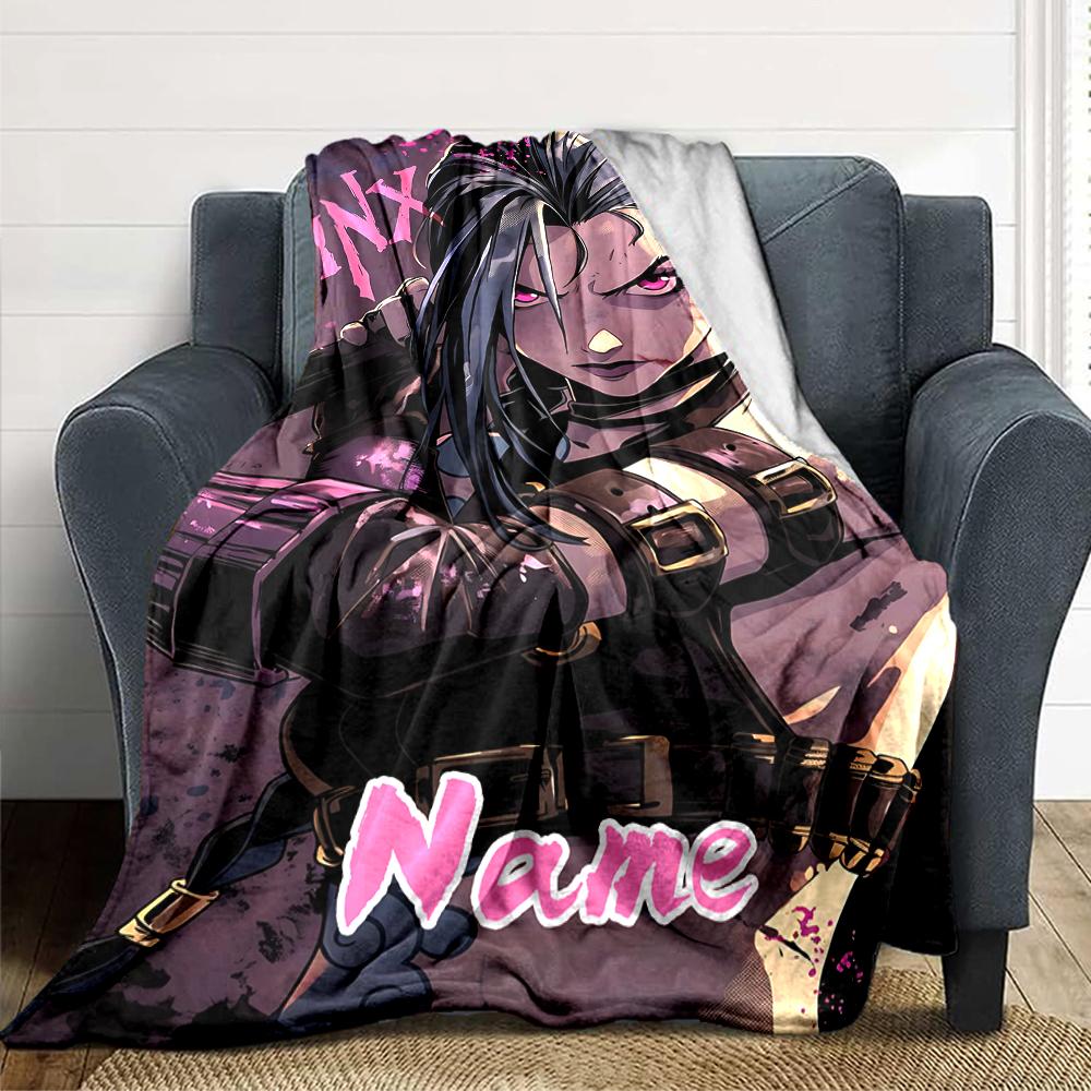 Custom Name Jinx Power Dark Party Blanket For Couch Bed Plush Cozy Fuzzy Blanket Super Soft Warm Blankets For Fall And Winter 091619