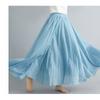 Long A-line Skirt In Cotton and Linen with Elastic Waist In Pure Color for Summer and Autumn