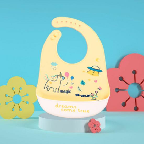 Waterproof Silicone Baby Bib - Large, Wash-Free, Drool & Meal Bib for Newborns and Children