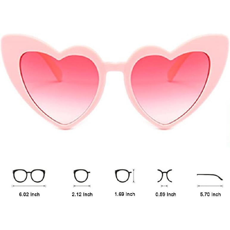 Ridering Women Fashion Goggle Heart Sunglasses Vintage Love Heart Shaped Sunglasses Cat Eye Mod Style Style Retro Glasses