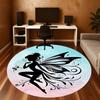 1pc Fairy Wings Round Chair Mat Office Area Rug - Non-Slip, Floor Mat for Office, Bedroom, and Indoor Decor P127153