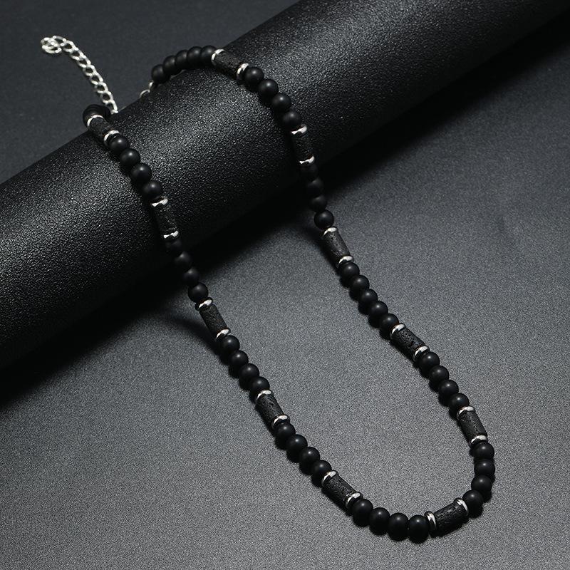 New Bohemian Men's Beaded Necklace Tiger Stone Natural Stone Fashion Trend Design Minimalist Necklace Commemorative Gift