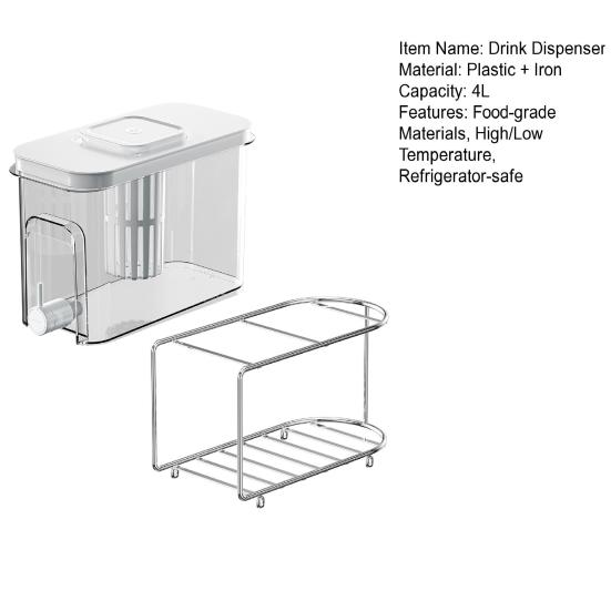 Drink Dispenser with Spigot Large Beverage Liquid Drink Container 4L Cold Water Pitcher