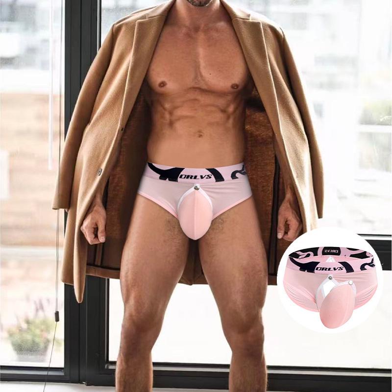 Seksowne męskie bezszwowe oddychające bokserki fitness z elastycznym wytłaczanym pasem