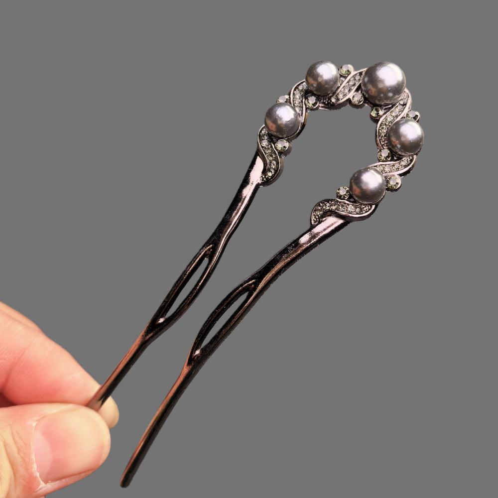 Pearl U-Shaped HairPins Fashion Hair Fork Elegant Alloy Long Hair Clip Pins Bun French Hairpin Hair Stick Women Girls