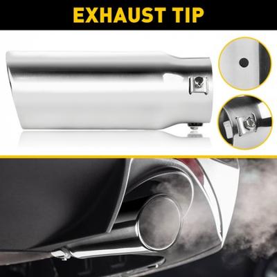 AUXITO Exhaust 2.5 Tip Car In Matte Stainless Silver Pipe Muffler Steel Clamp