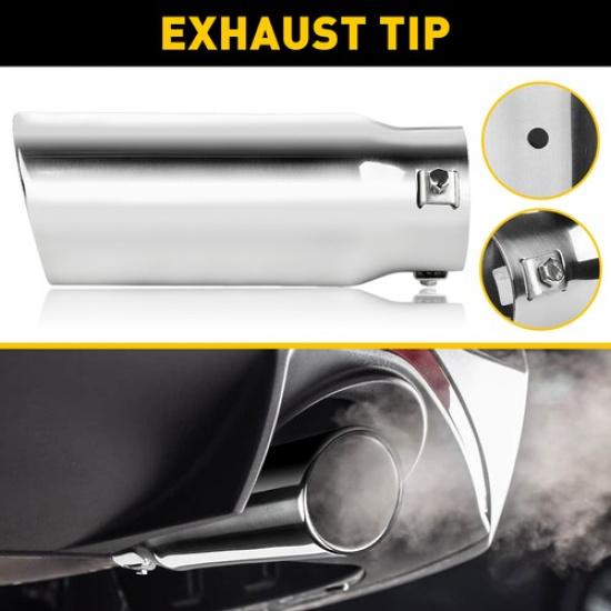AUXITO Exhaust 2.5 Tip Car In Matte Stainless Silver Pipe Muffler Steel Clamp