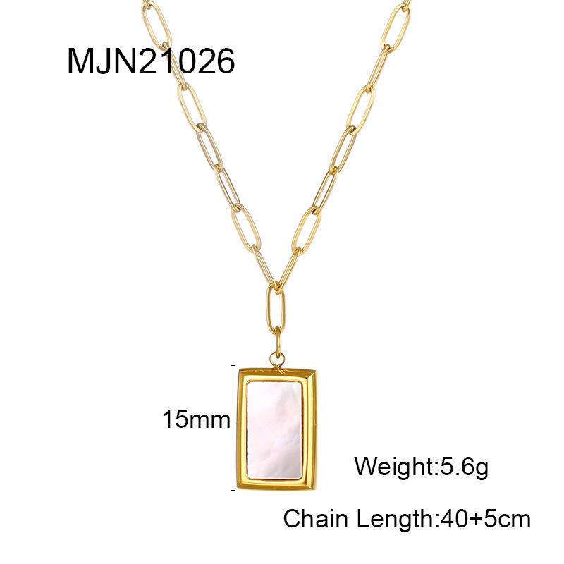 Elegant 18K Gold-Plated Titanium Steel Square White Poster Necklace for Women - French-Inspired Luxury Choker