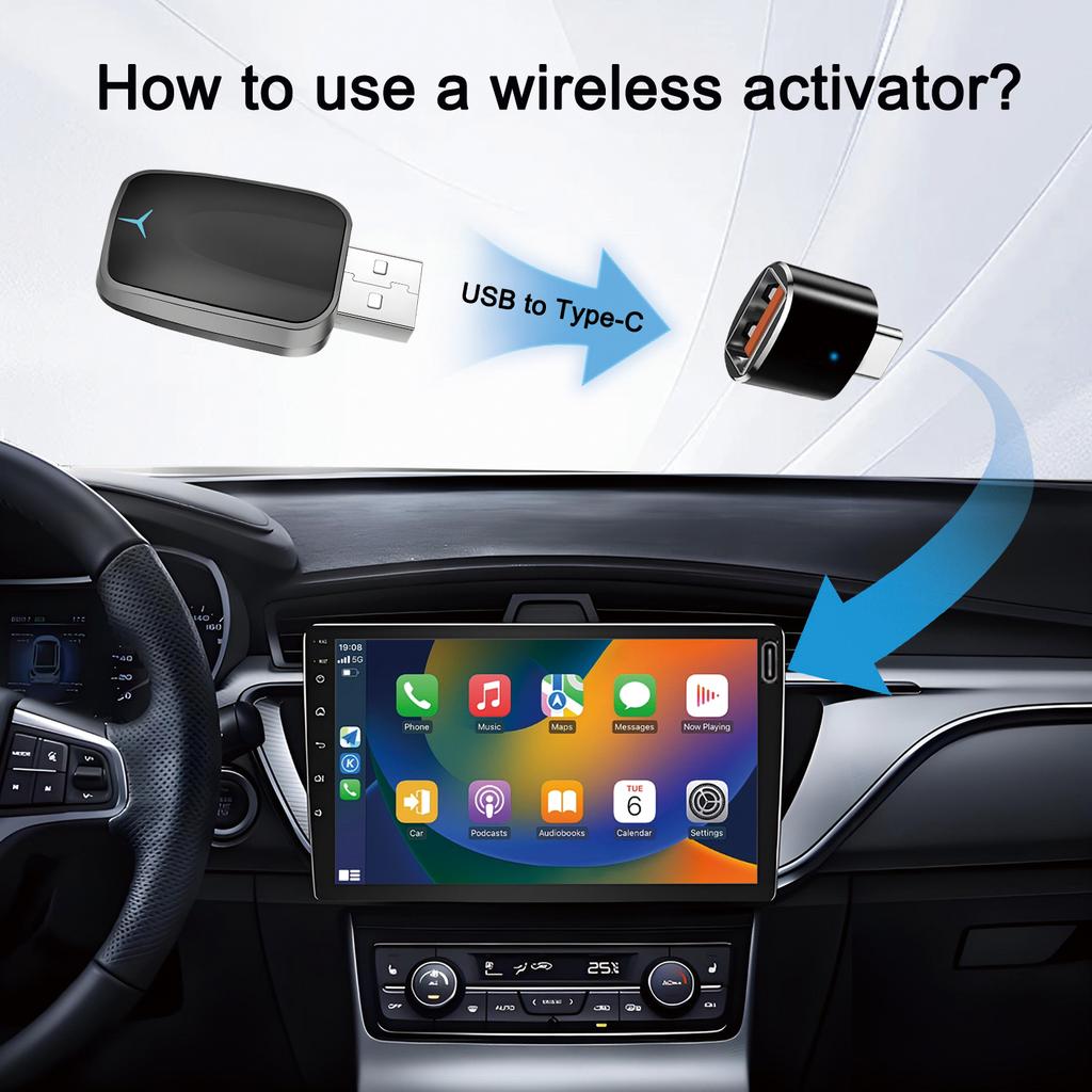 M34 2 in 1 AI Box Wireless Car Adapter for Upgrading Wired CarPlay/Android Auto to Wireless Compatible With Built-in CarPlay/Android Auto Vehicles