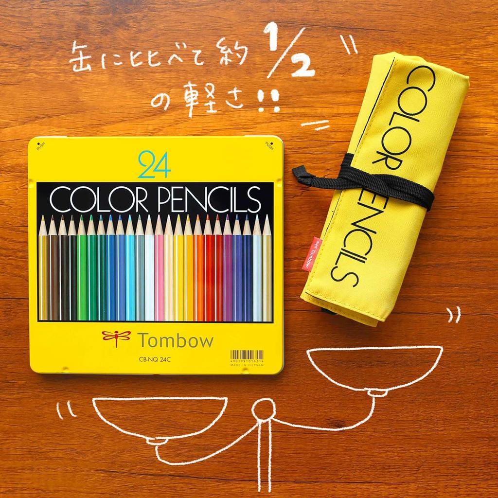 Tombow Colored Pencils 24 Colors In Roll Case and Compact Comes with Mini Pencil Sharpener (Light Storage) MJ-CRNQ24CQAAZ