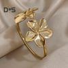 Flower Cuff Bracelets for Women Double Flower Open Bangle Bracelet Adjustable Metal Bracelets Wedding Party Jewelry
