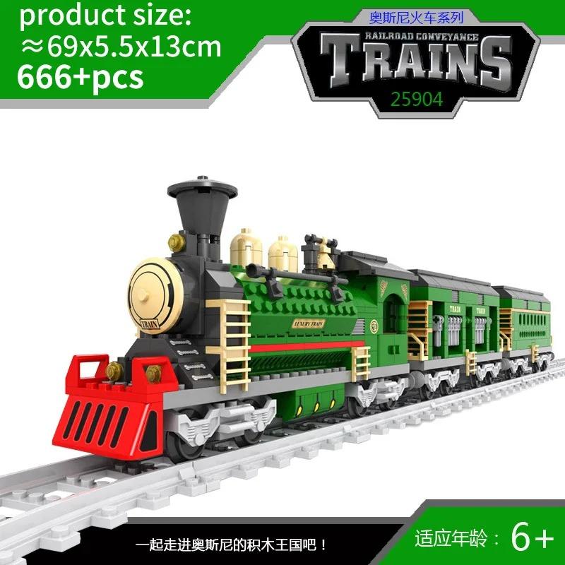Set Treno Città Treno a Vapore Proiettile Veicolo Merci Stazione Ferroviaria Modello Blocchi da Costruzione Mattoni Binari Rotaia Senza Motore Kit Carrozza Giocattolo per Bambini