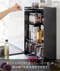 Yamazaki Jitsugyo Open Front Concealable Seasoning Rack Black W38 x x Tower Large Capacity Next to Stove Kitchen Rack Guards Against Dirt 2010