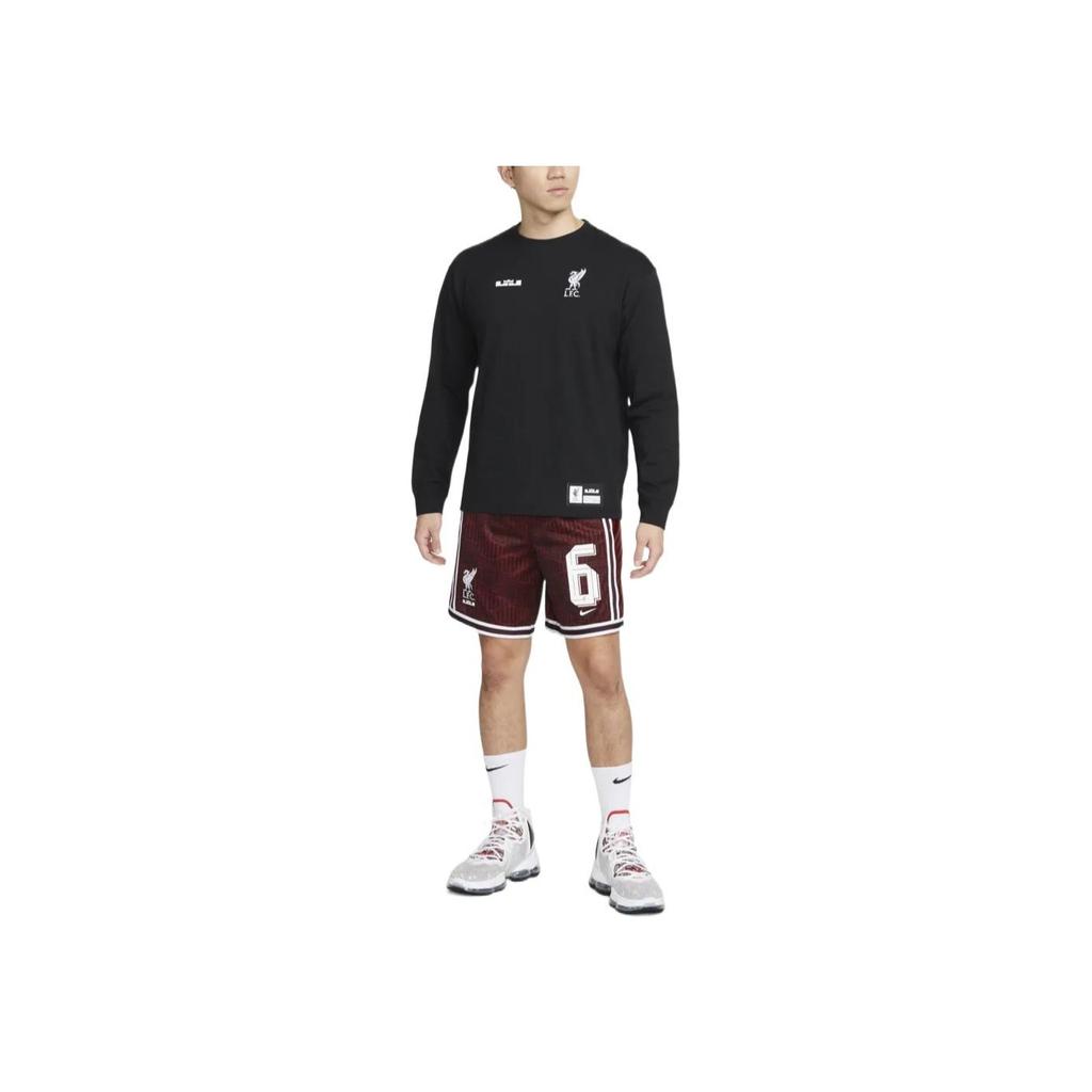 Nike X LeBron James X Liverpool Grafické Tričko s Dlouhým Rukávem a Kulatým Výstřihem US Edice Pánské Topy Černá FD4025-010