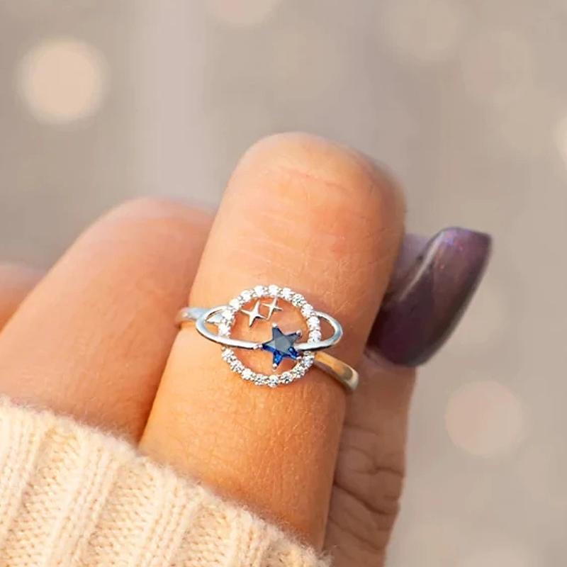 

CAOSHI Exquisite Planet Design Finger Ring for Women Bright Blue Zirconia Jewelry Fashion Teen Girls Delicate Accessories Gift 6