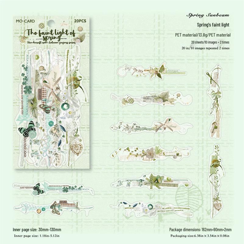 Momo PET White Ink Sticker Pack - 20 Sheets for DIY Journals & Collage.