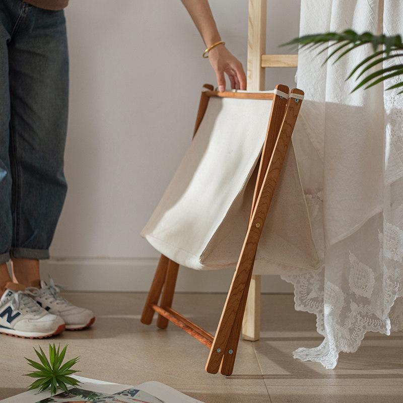 Solid Wood Foldable Laundry Basket for Bedroom and Bathroom Storage