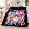 Kpop Demon Hunters Flannel Throw Blanket Soft Warm Cozy For Sofa Bed Indoor Home Bedroom Use
